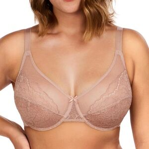 Elegant Lace Underwire Bra - Tan